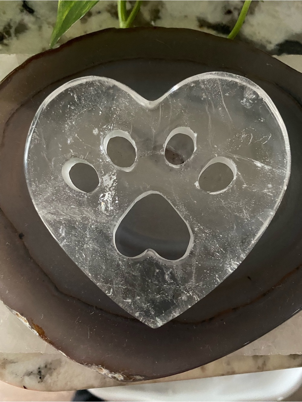 🤍🐾 A Heart Full of Love — Clear Quartz Paw Heart 🐾🤍